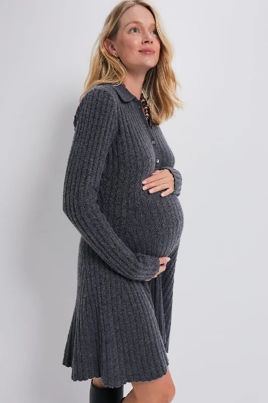 Storm Grey The Addie Polo Sweater Dress Lace Sweater Dress