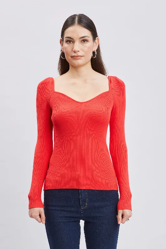 Contour Neck Rib Sweater Color Block Sweater