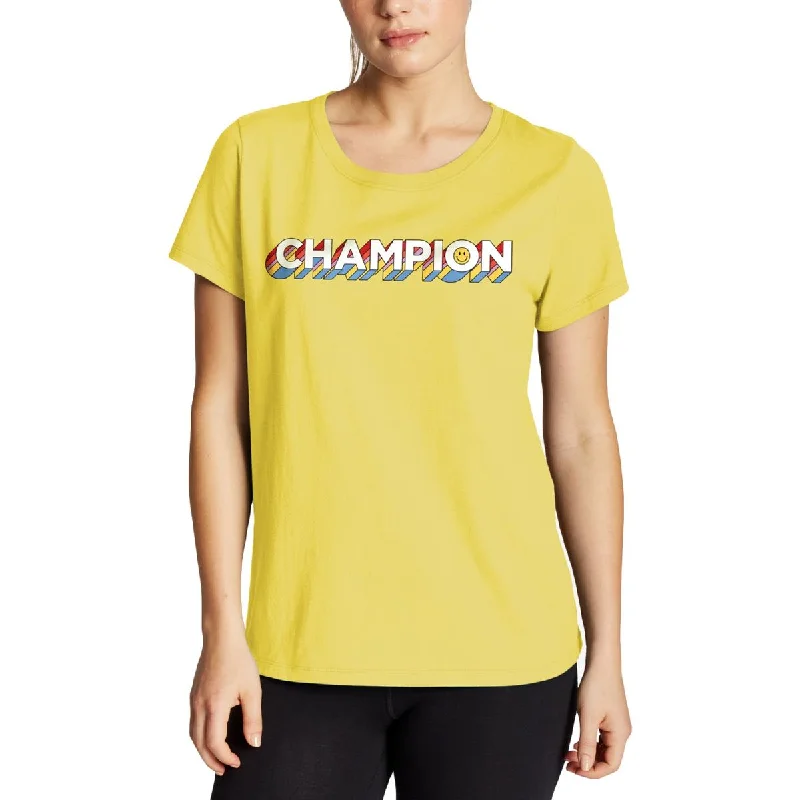 Champion Womens Fitness Activewear Pullover Top Casual Graphic Hoodies