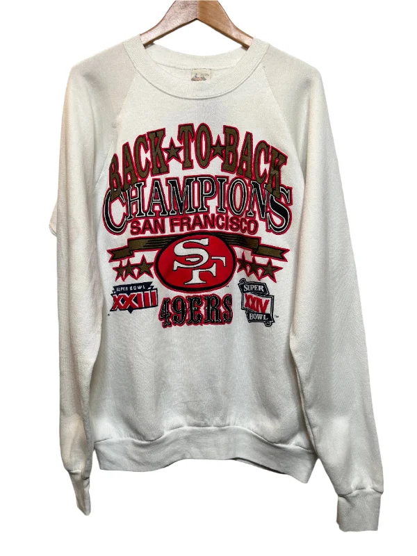 49ers Mens White Sweatshirt (Size L) Casual Hoodie Sweatshirt Look