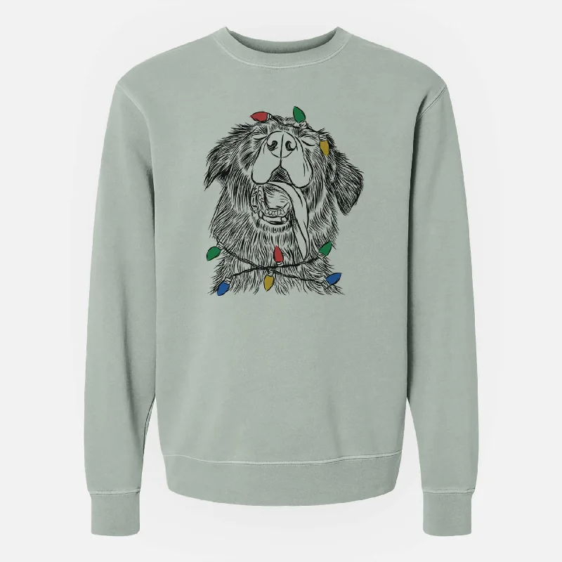 Christmas Lights Quint the Mixed Breed - Unisex Pigment Dyed Crew Sweatshirt