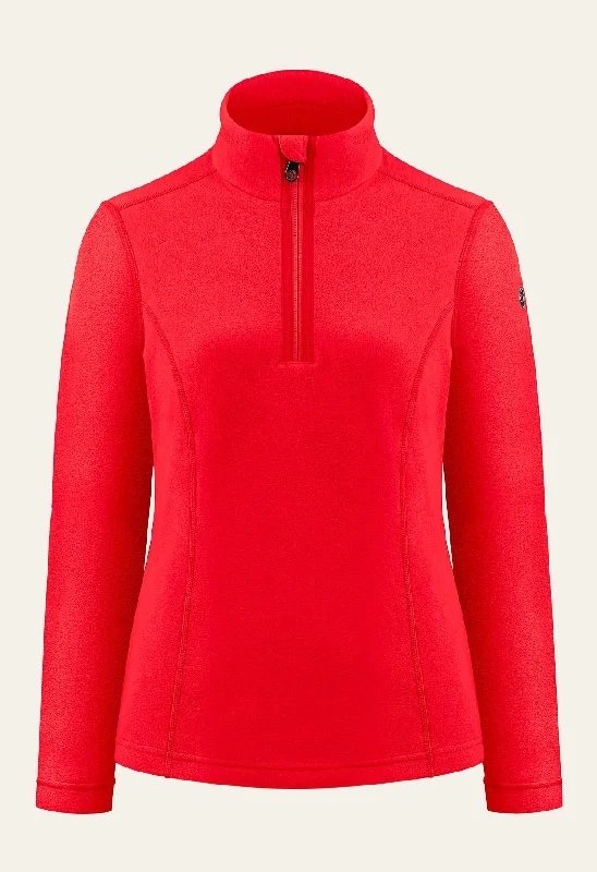 Poivre Blanc Micro Fleece Sweater in Red Long Sleeve Hoodie