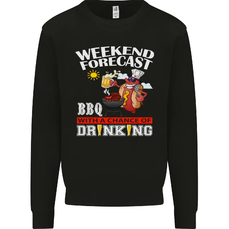 BBQ Weekend Forecast BBQing Alcohol Beer Mens Sweatshirt Jumper