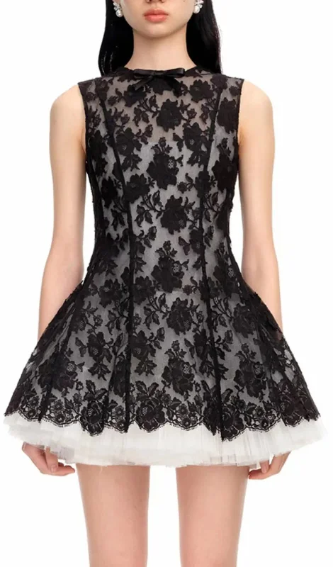 BLACK LACE SLEEVELESS MINI DRESS Women's trendy mini dresses sale