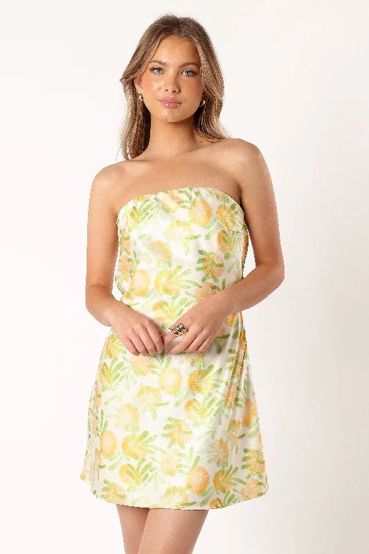 Citron Strapless Mini Dress - Yellow Best mini dresses for petites