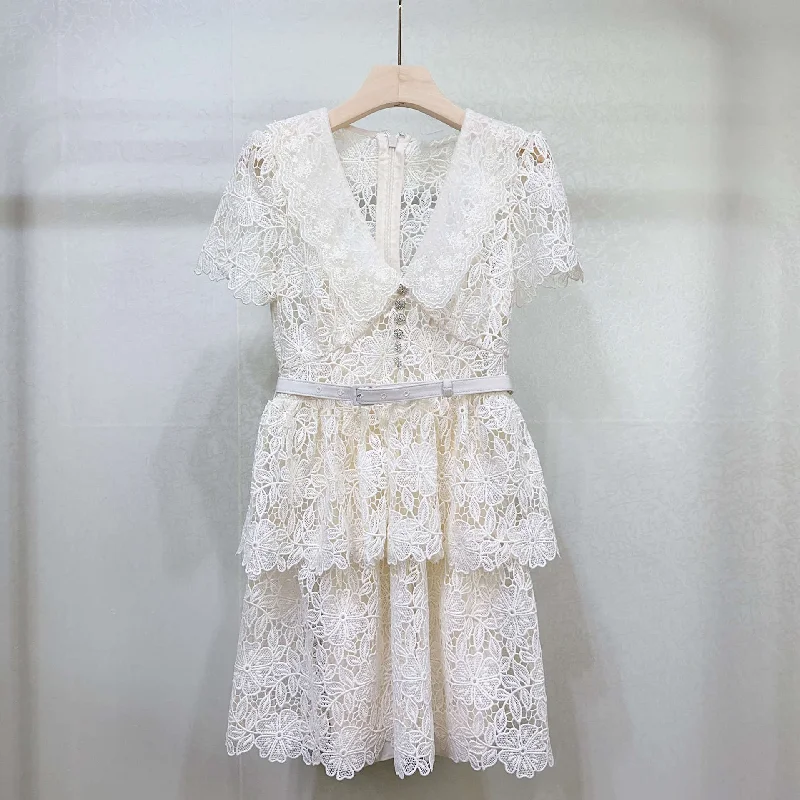 Crochet lace lace dress Discounted mini dresses