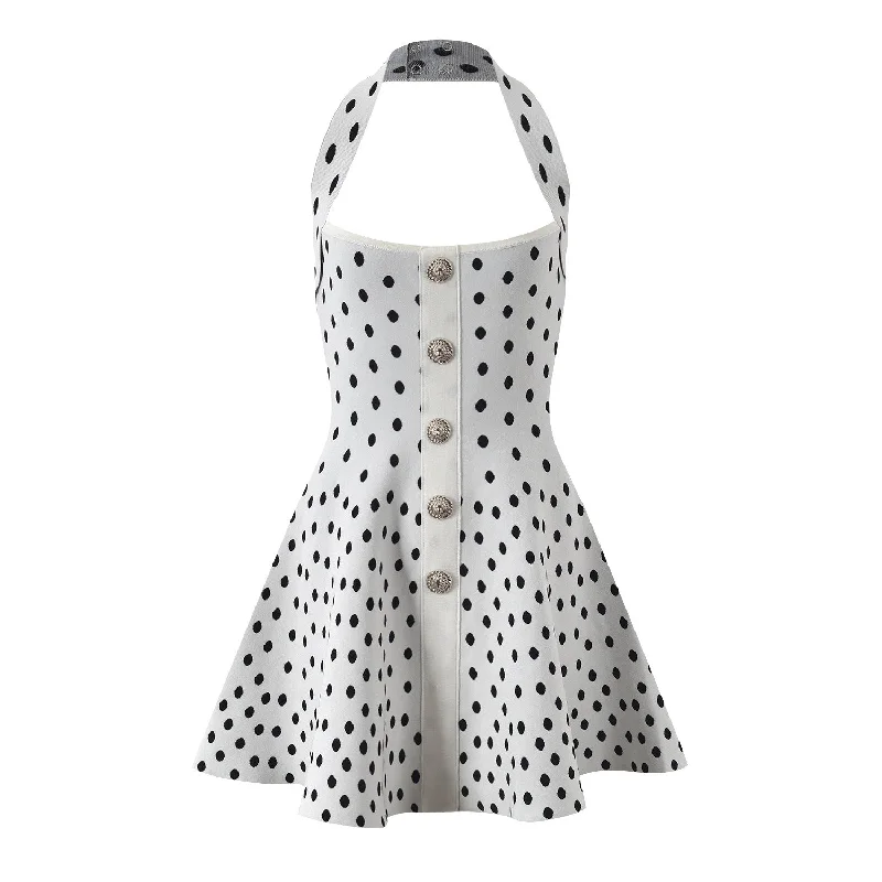 Dotted backless halterneck dress Best value mini dresses