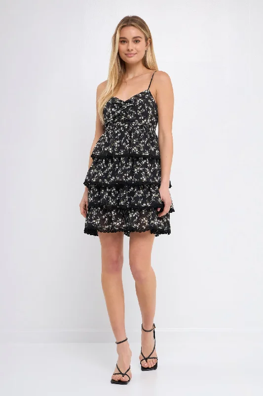 Floral Printed Tiered Mini Dress Tiered mini dresses