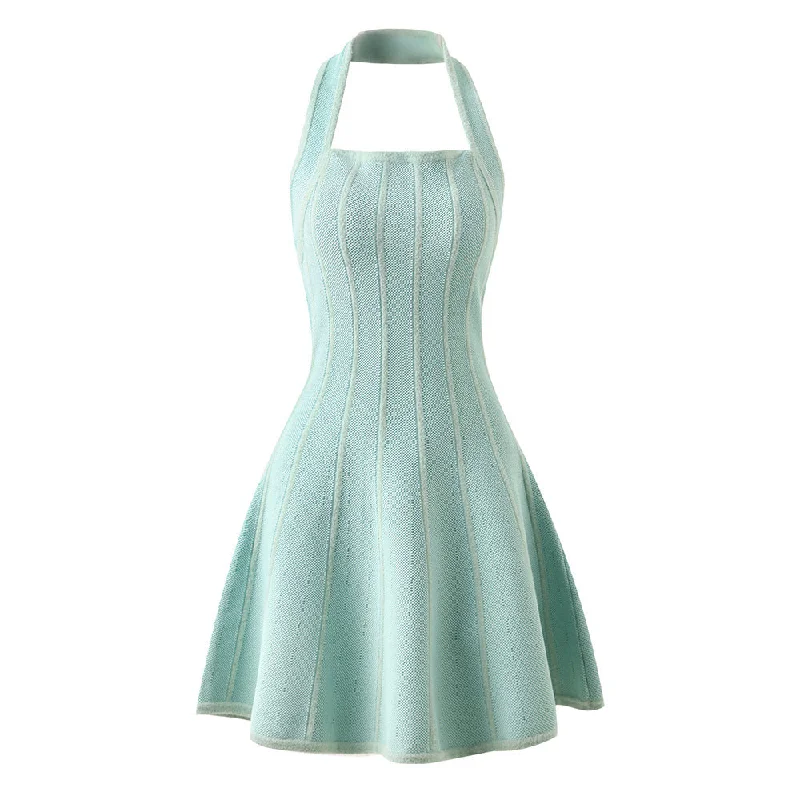 Halterneck ,backless knitted dress Wedding guest mini dresses