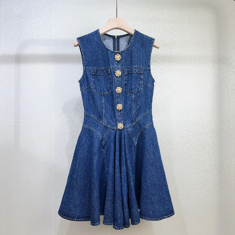 Little fragrance denim skirt Casual mini dresses