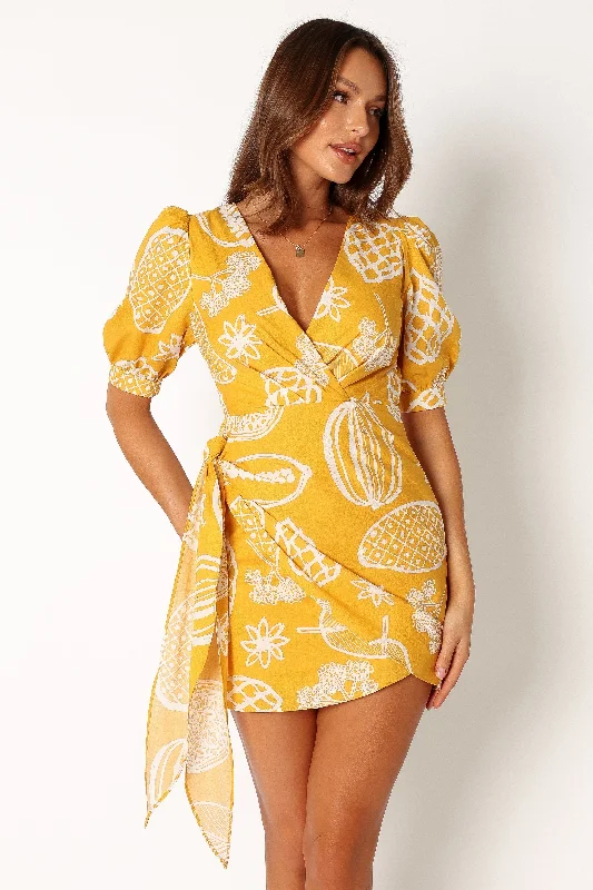 Silas Wrap Mini Dress - Yellow Urban Outfitters mini dresses