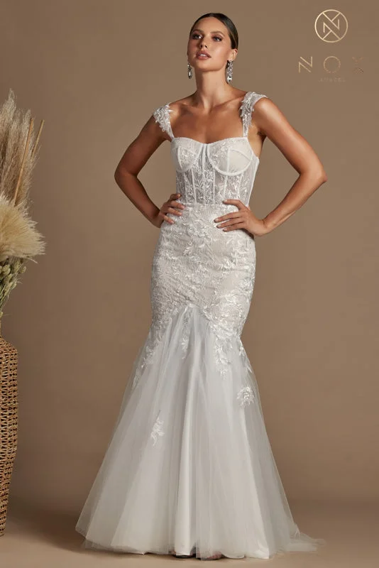 **Nox Anabel Bridal's Enchanting Mermaid Gown: A Bridal Masterpiece** Tiered Wedding Dress