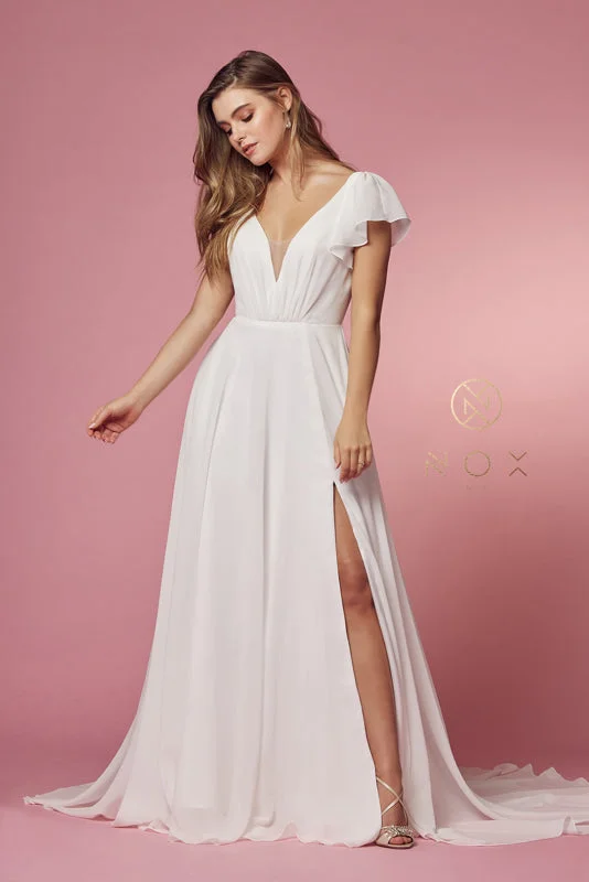 Nox Anabel's Ethereal Chiffon Gown: Captivating Elegance for Formal Occasions Wedding Dress Style