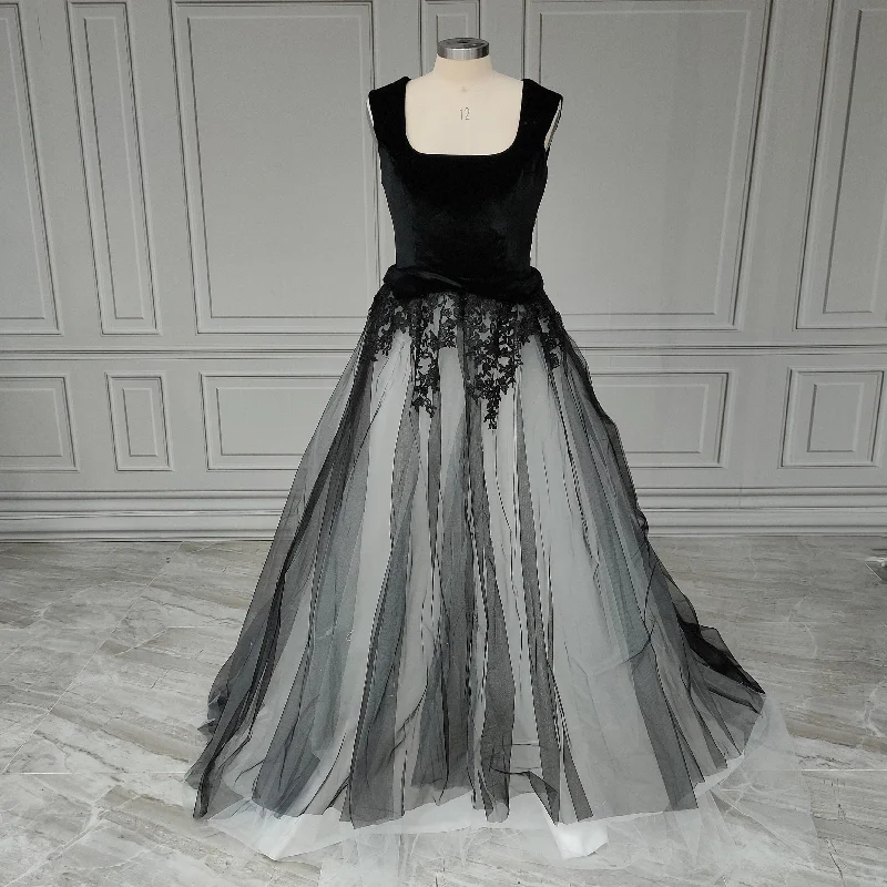 Velvet Crystal Nightfall Bridal Gown Lace Wedding Gown