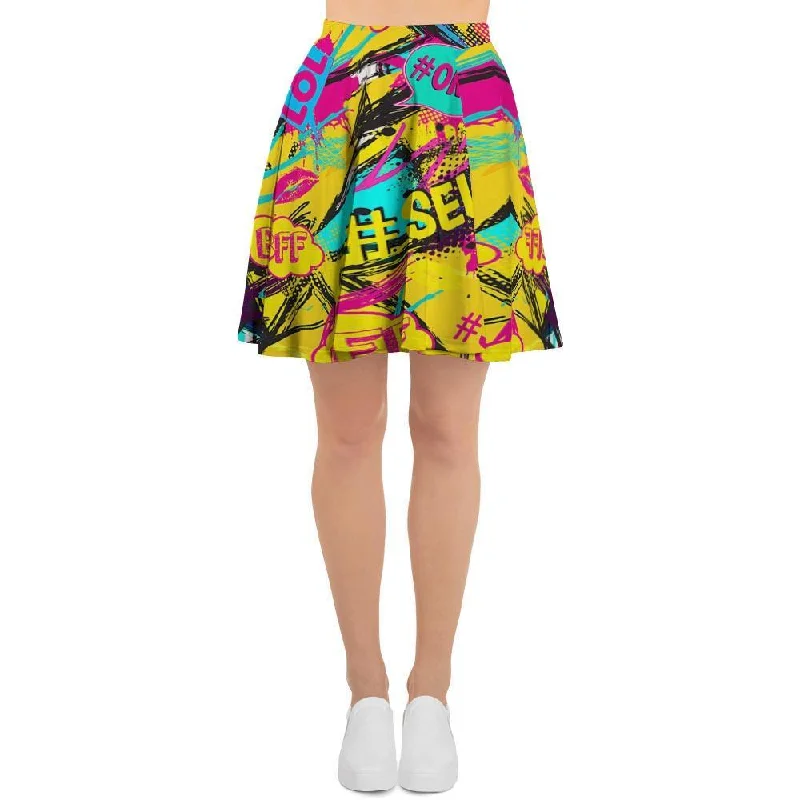 Abstract Comic Bubble Graffiti Print Women's Skirt Chic unclassified skirts