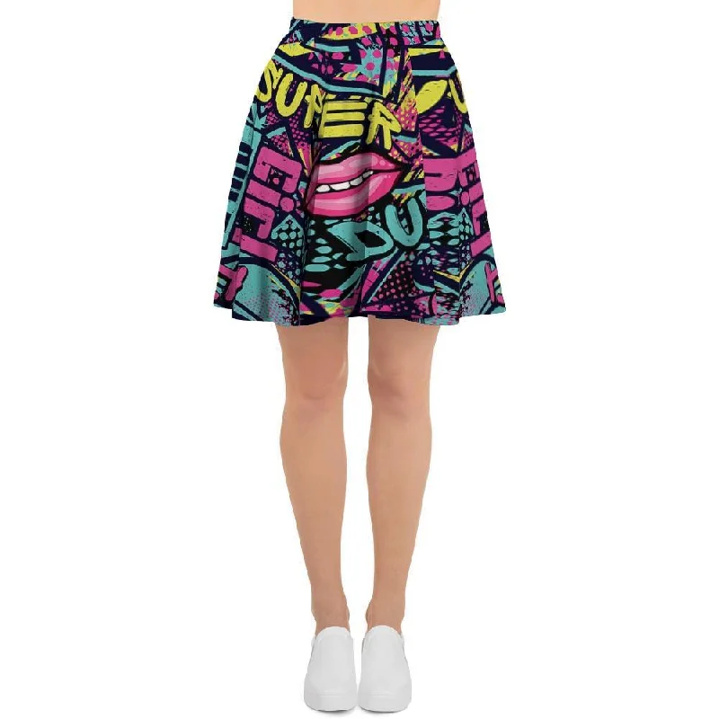 Abstract Graffiti Hiphop Lip Women's Skirt Comfortable unclassified skirts