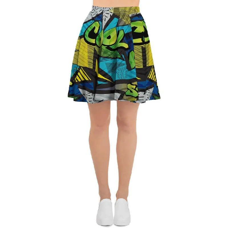 Abstract Graffiti Print Women's Skirt Office unclassified skirts