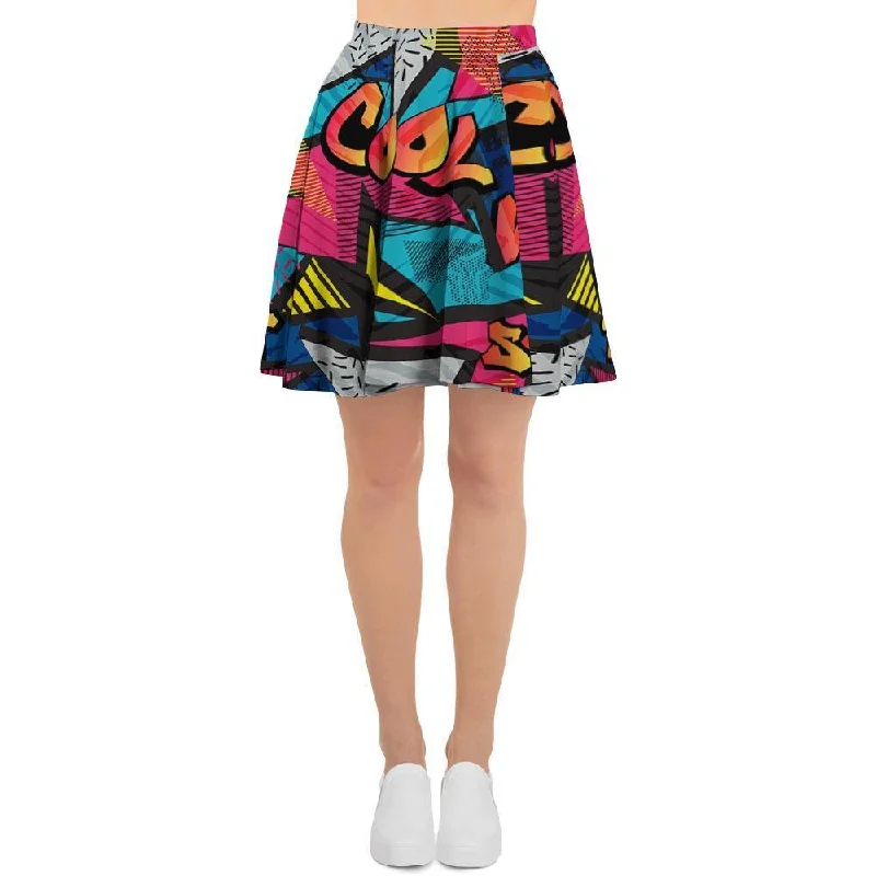 Abstract Graffiti Wow Print Women's Skirt Date night unclassified skirts