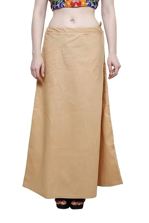 Alluring Sandal Color Cotton Petticoat With Thread Work Design Knitted unclassified skirts