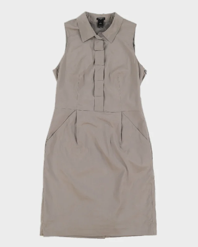 Ann Taylor Grey Midi Dress - M Smocked midi dresses