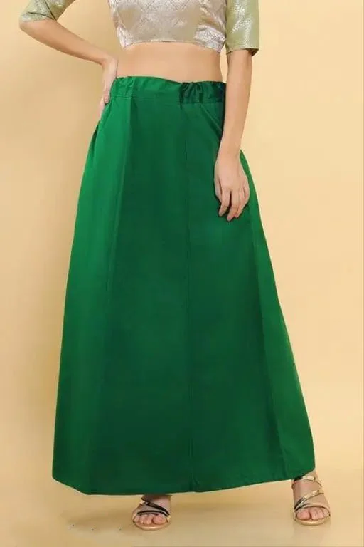 Attractive Deep Green Colored Cotton Readymade Petticoat For Women Cotton unclassified skirts