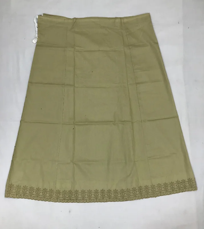 Alluring Light Olive Green Colored Cotton Readymade Petticoat For Women Tiered unclassified skirts