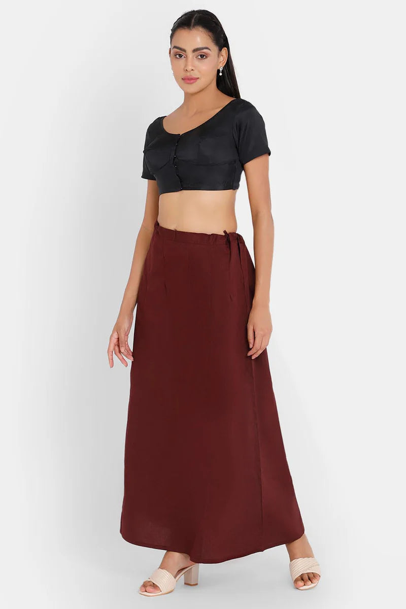 Appealing Maroon Colored Cotton Readymade Petticoat For Women High-waisted unclassified skirts