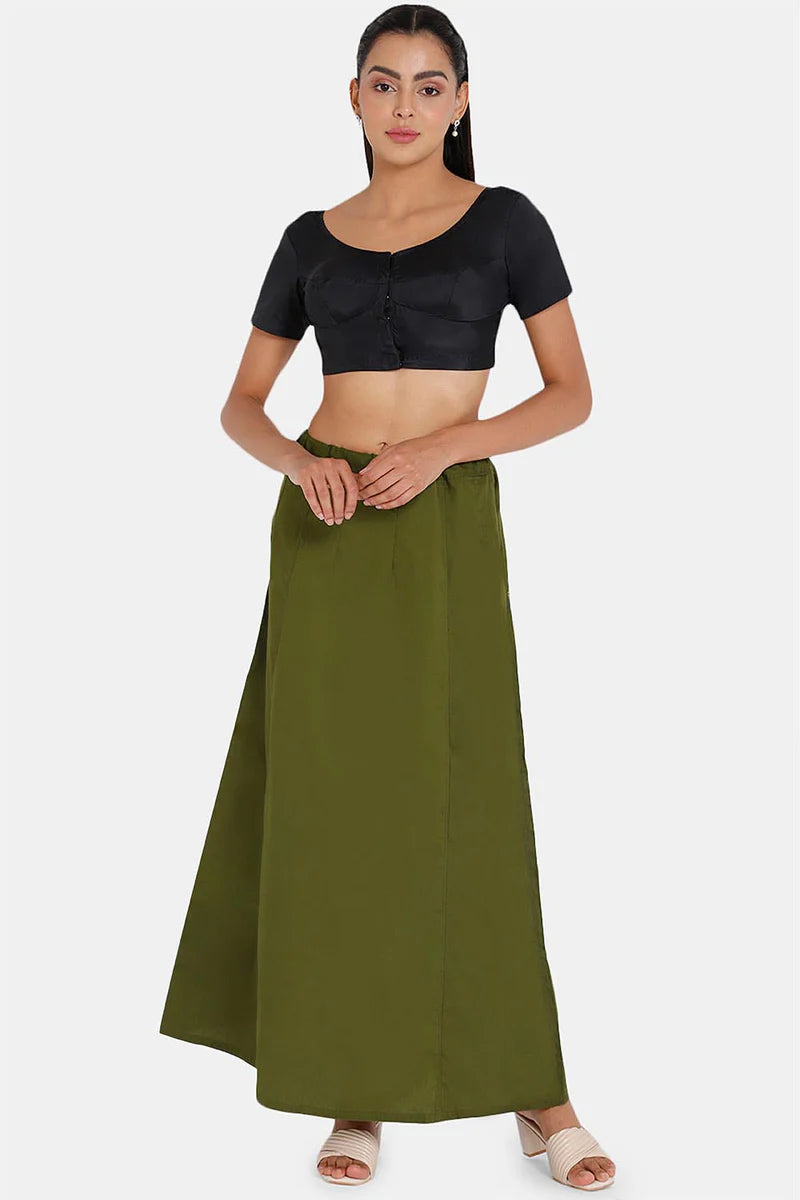 Attractive Olive Green Colored Cotton Readymade Petticoat For Women Affordable unclassified skirts