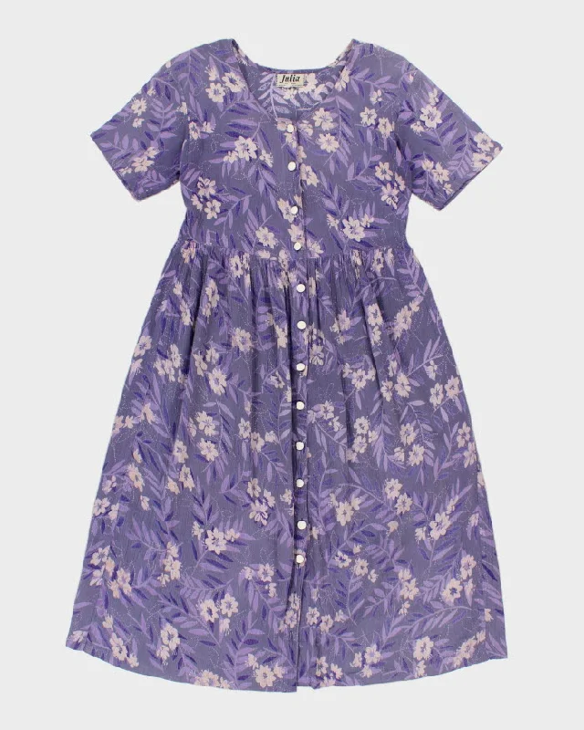 Vintage 90s Julia Purple Floral Midi Smock Dress - S Urban Outfitters midi dresses