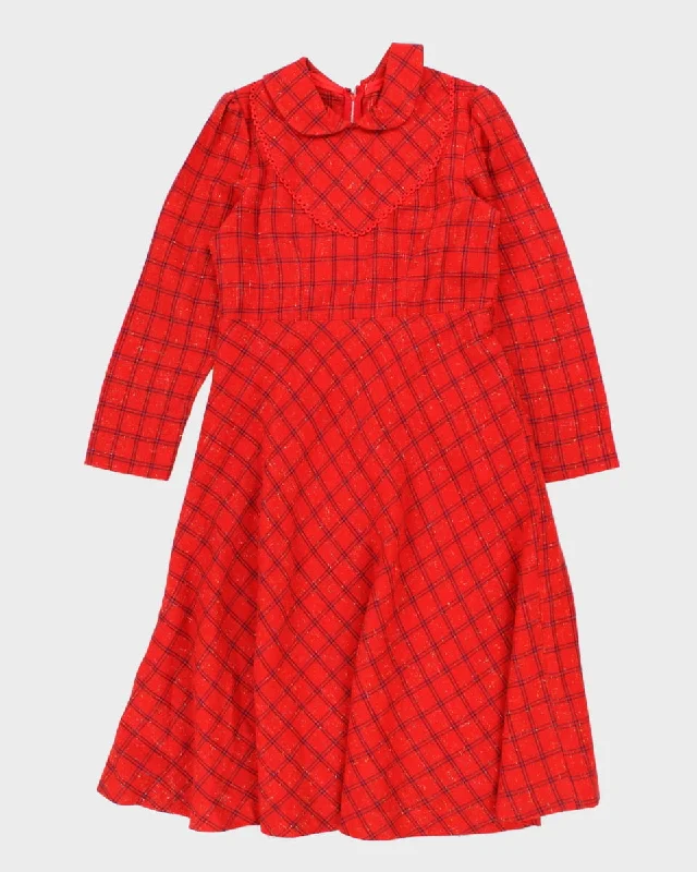 Vintage Handmade Red Plaid Midi Dress - M Fashion Nova midi dresses