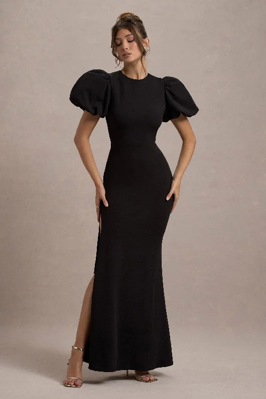 Love Letters | Black Puff-Sleeve Maxi Dress High-end maxi dresses