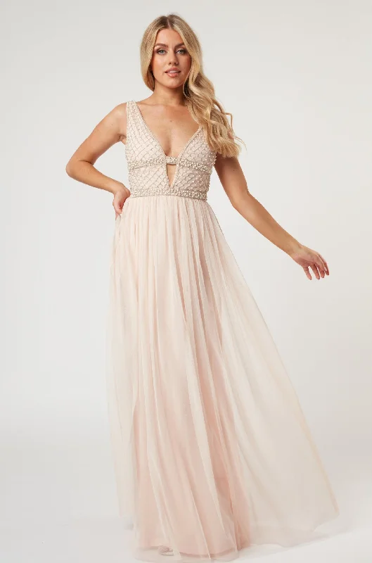 Myla Nude Embellished Maxi Dress Best maxi dresses for formal events