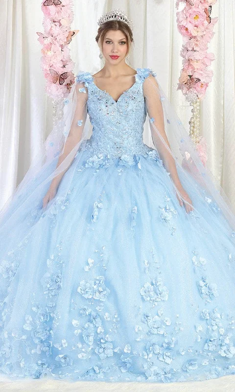 May Queen LK199 - Floral-Detailed Quinceanera Gown Zara party dresses