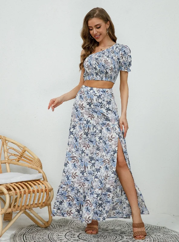 Two-piece Print Fashion Dress Suit Best floral dresses for plus size