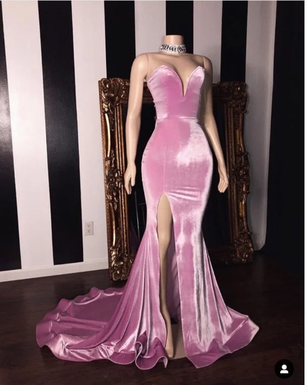 2024 Sweetheart Peach Split Mermaid Satin Prom Dresses Cocktail unclassified dresses