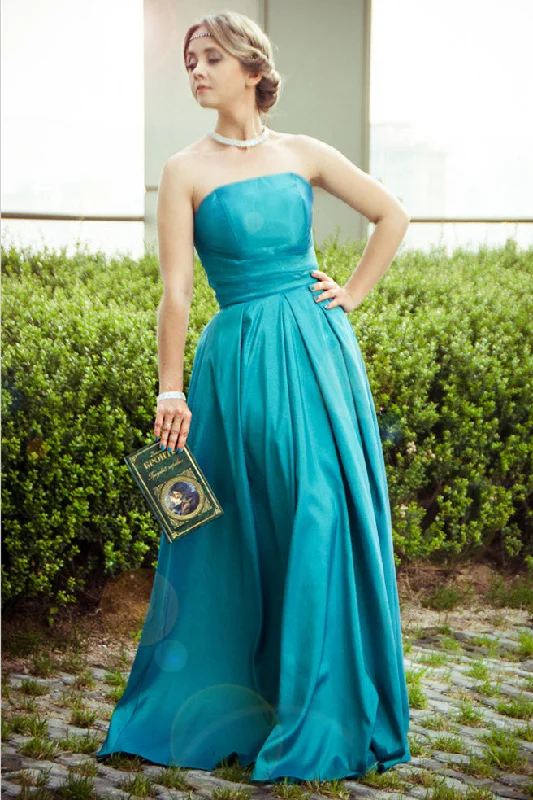 A-line Strapless Floor Length Sleeveless Chiffon Bridesmaid Dress Budget-friendly unclassified dresses