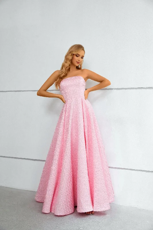 A-line Strapless Floor-length Sleeveless Open Back Modest Prom Dress Summer unclassified dresses