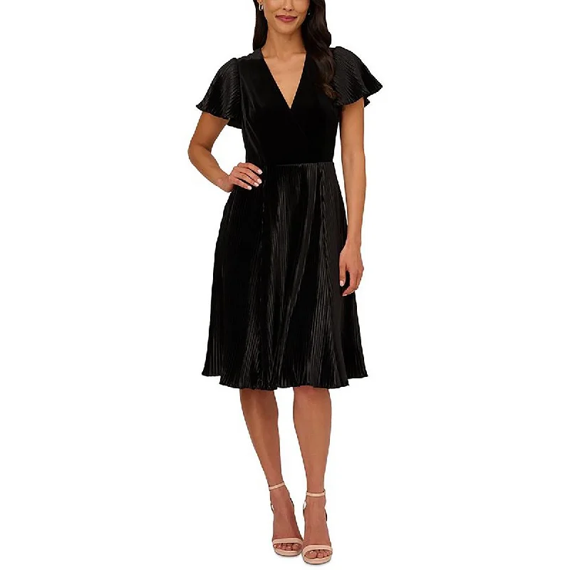 Adrianna Papell Womens Surplice Knee Length Fit & Flare Dress Wrap unclassified dresses