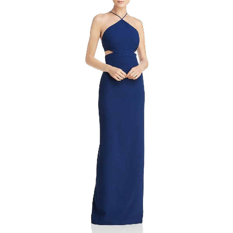 Aidan by Aidan Mattox Women's Cut-Out Full Length Halter Gown Engagement unclassified dresses