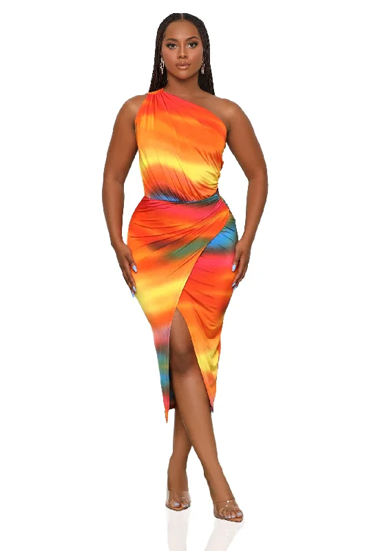 Arizona Sunset One Shoulder Dress (Orange Multi) Stylish unclassified dresses