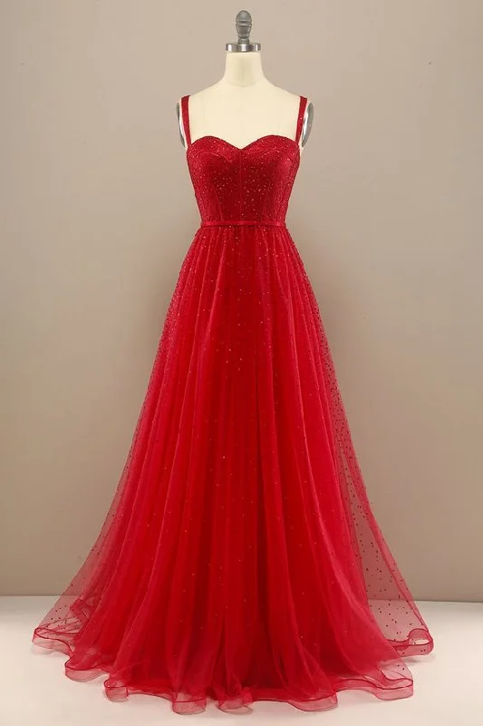 beautiful red sweetheart prom dress with beading Elegant unclassified dresses