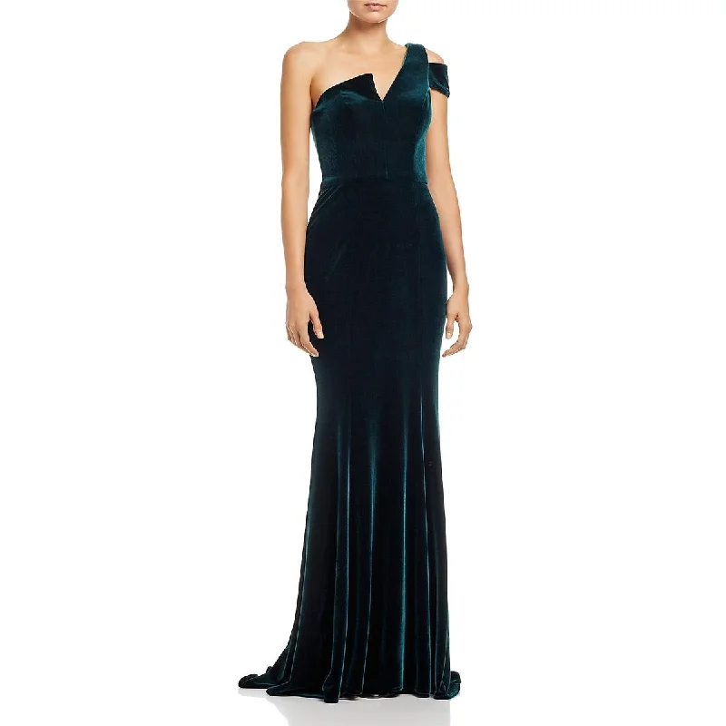 Betsy & Adam Womens Velvet One Shoulder Evening Dress Short unclassified dresses