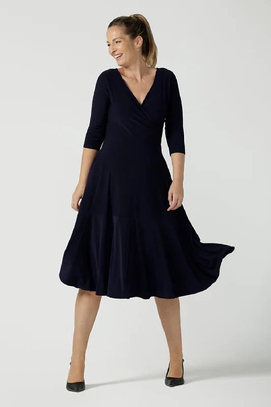 Bettina Reversible Petite Dress in Navy Polka dot unclassified dresses