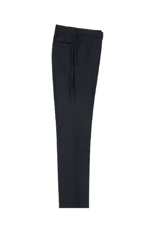 Black Flat Front Slim Fit Wool Dress Pant Embroidered unclassified dresses