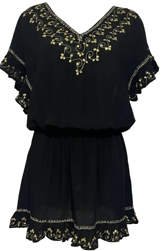 Black Gold Beach Dress Chiffon unclassified dresses