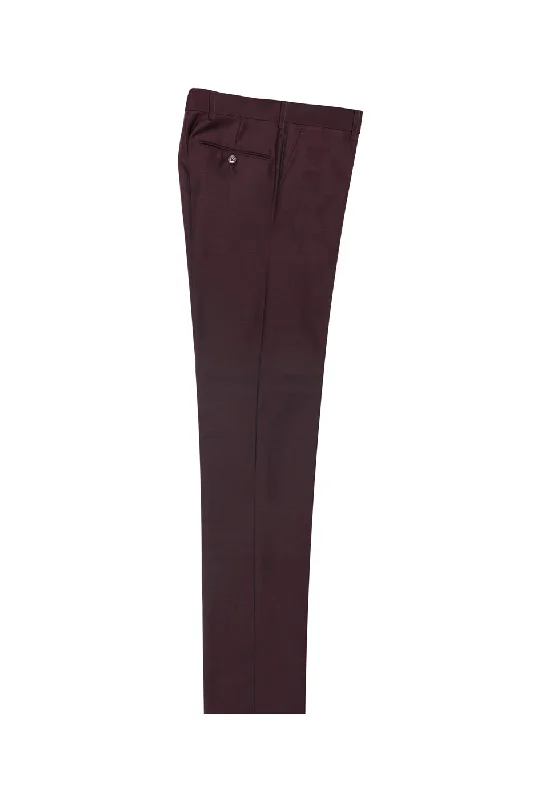 Burgundy Flat Front Slim Fit Wool Dress Pant Satin unclassified dresses