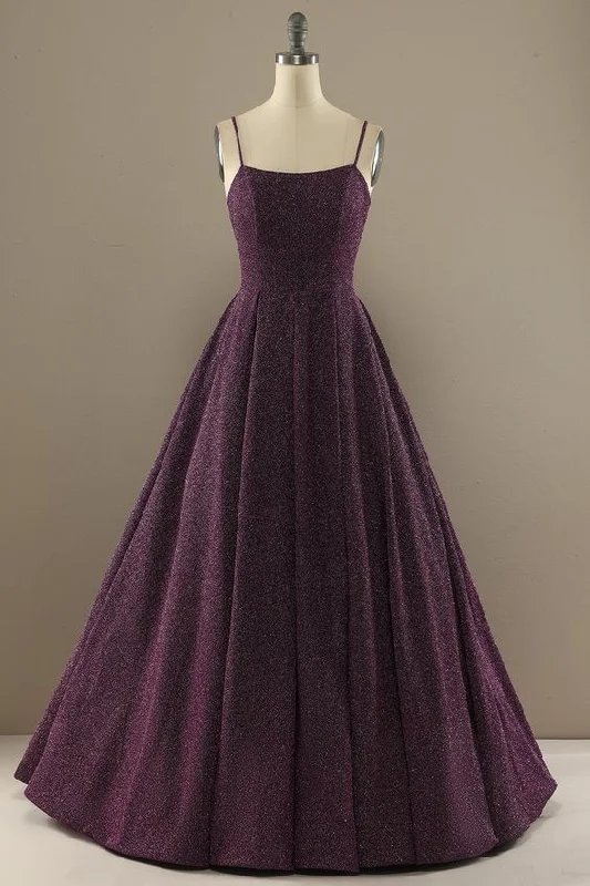 charming a line purple prom dress with split front Soft fabric unclassified dresses