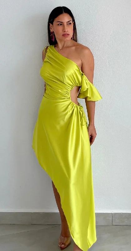 Chic Sensibility Satin Asymmetrical Dress Long unclassified dresses