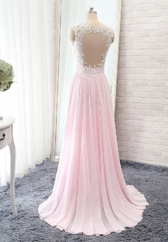 Chiffon Princess/A-Line Pale Pink Prom Dresses Flowy unclassified dresses