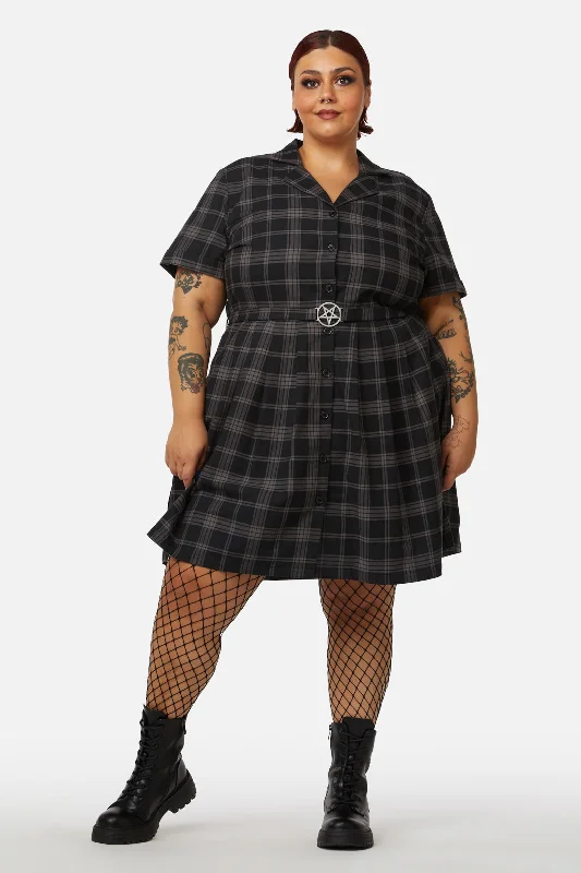 Curve Victoria Tartan Pleated Dress Long sleeve unclassified dresses